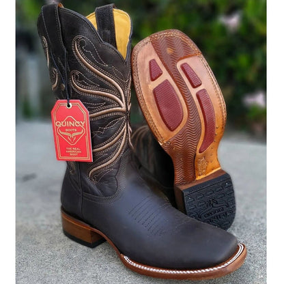 Botas de Cuero Crazy Original Horma Rodeo Cuadrada Chocolate