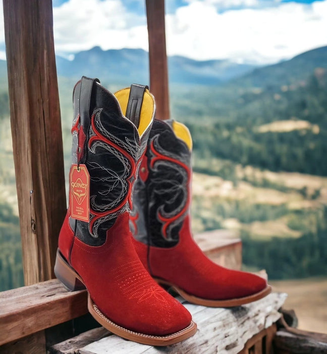 Botas de Cuero Gamuza Horma Rodeo Cuadrada