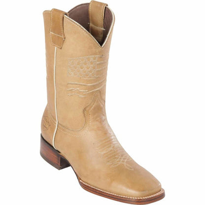 Botas de Cuero Grasso Bandera USA Horma Rodeo Cuadrada