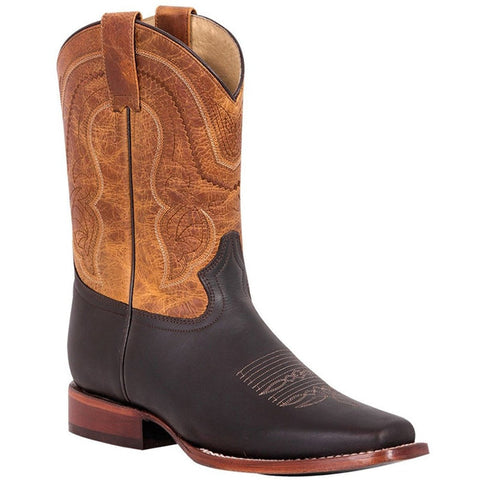 Botines Charros Quincy de Gamuza Punta Cuadrada y Suela de Hule Tan
