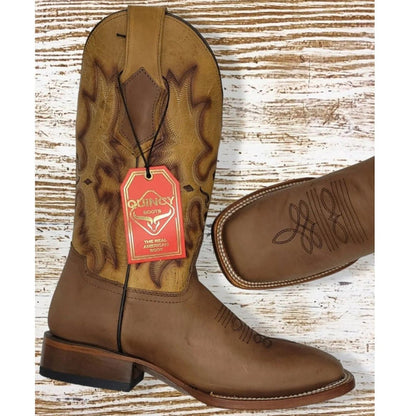 Botas de Cuero Original Horma Rodeo Cuadrada Color Tan