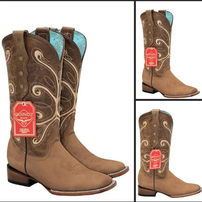 Botas de Cuero Original para Mujer en Horma Rodeo Color Tan