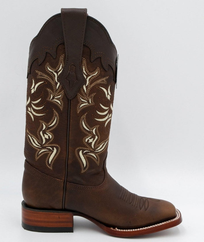 Botas de Cuero Rage Horma Rodeo Cuadrada para Dama Color Nuez LAB-322N9940