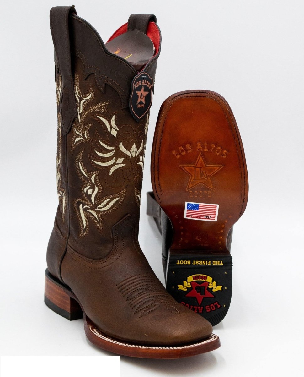 Botas de Cuero Rage Horma Rodeo Cuadrada para Dama Color Nuez LAB-322N9940