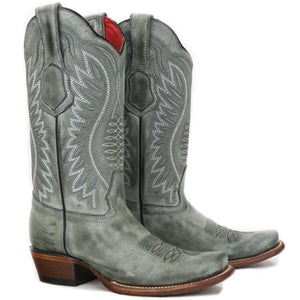 Botas de Cuero Vintage en Horma Dubai para Dama Color Negro Rustico LAB-39N3681