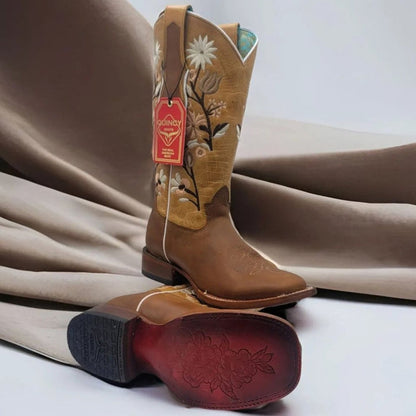 Botas de Cuero Volcano para Mujer en Horma Rodeo Color Miel
