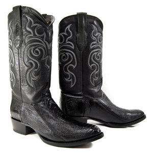 Botas de Pata de Avestruz Punta Oval Color Negro LAB-650505