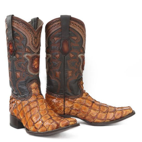 Botas de Pescado Pirarucu Original en Horma Europea Cuadrada