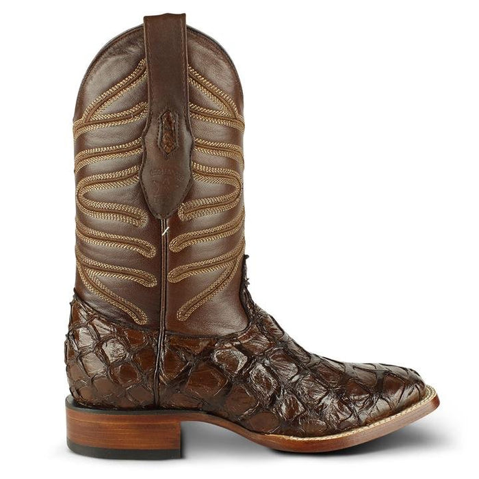 Botas de Pescado Pirarucu Original en Horma Rodeo Cuadrada