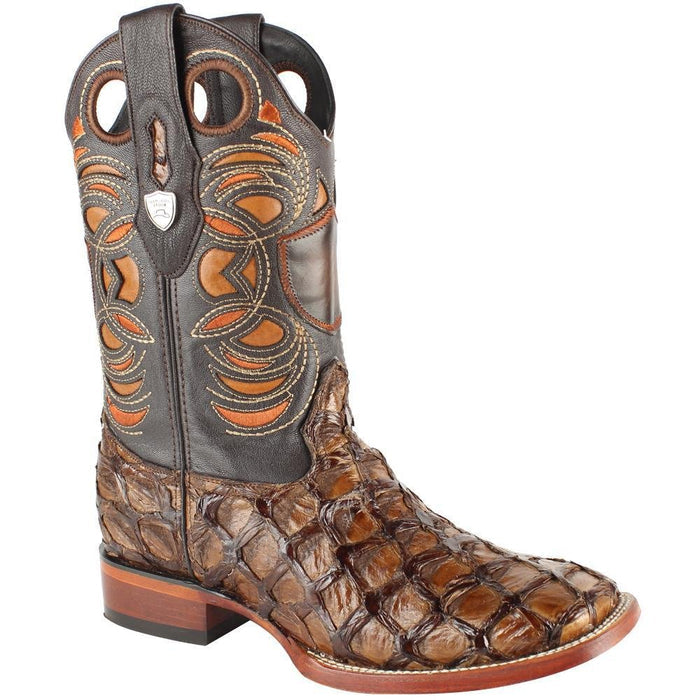 Botas de Pescado Pirarucu Original en Horma Rodeo Cuadrada