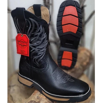 Botas de Trabajo Horma Rodeo Suela Doble Densidad Color Negro