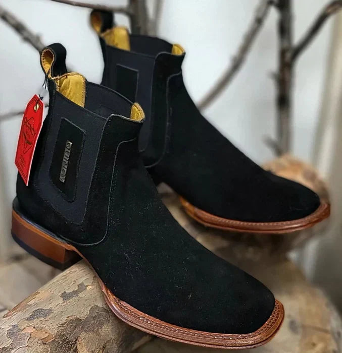 Botin de Cocodrilo Grabado con Punta Cuadrada
