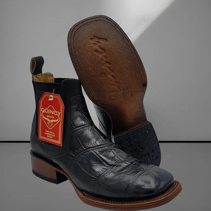 Botin de Cocodrilo Grabado con Punta Cuadrada