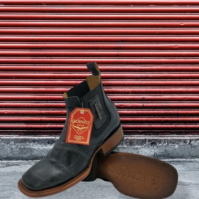 Botin de Cocodrilo Grabado con Punta Cuadrada
