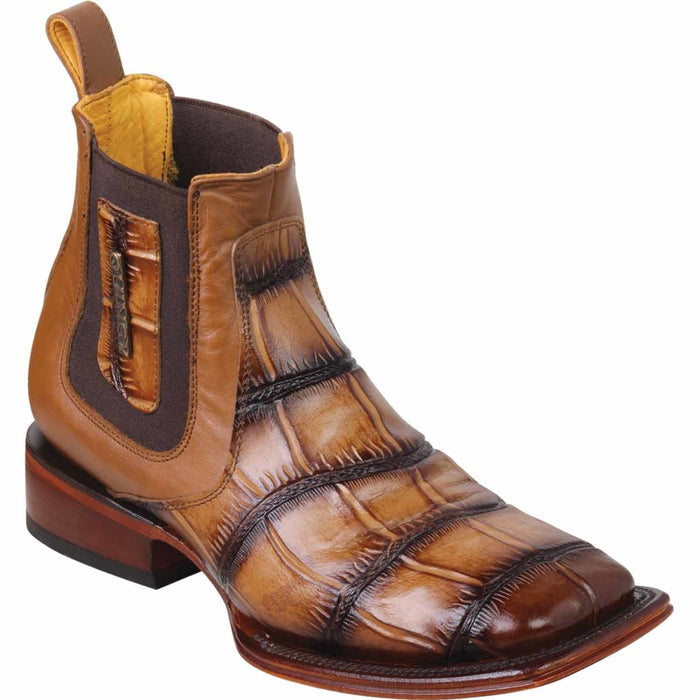 Botin de Cocodrilo Grabado con Punta Cuadrada