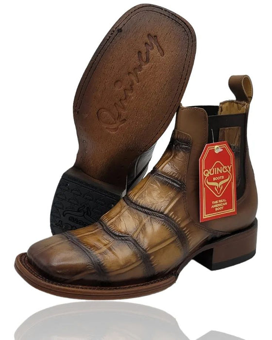 Botin de Cocodrilo Grabado con Punta Cuadrada