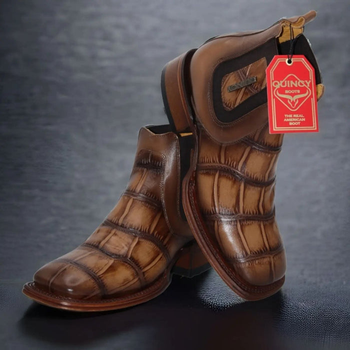 Botin de Cocodrilo Grabado con Punta Cuadrada