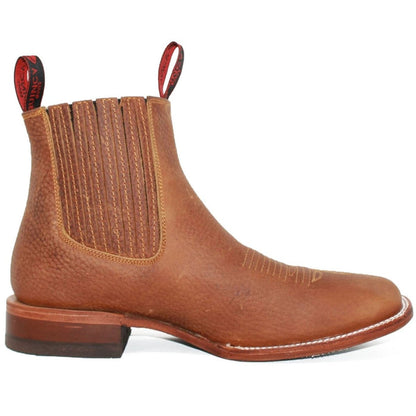 Botines Charro Quincy con Punta Cuadrada Color Tan