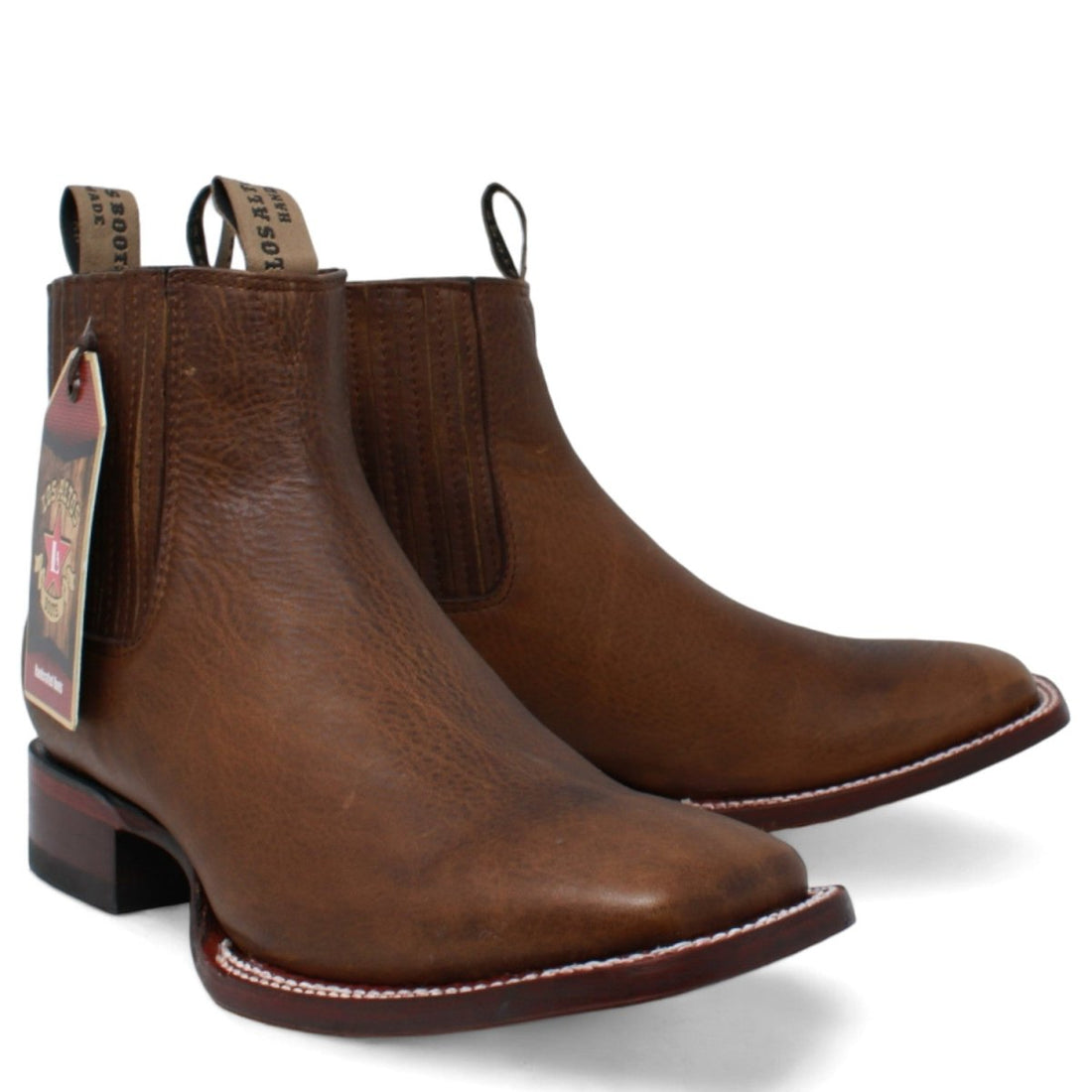 Botines Charros de Cuero Rage Punta Cuadrada Color Nuez LAB-82B9940
