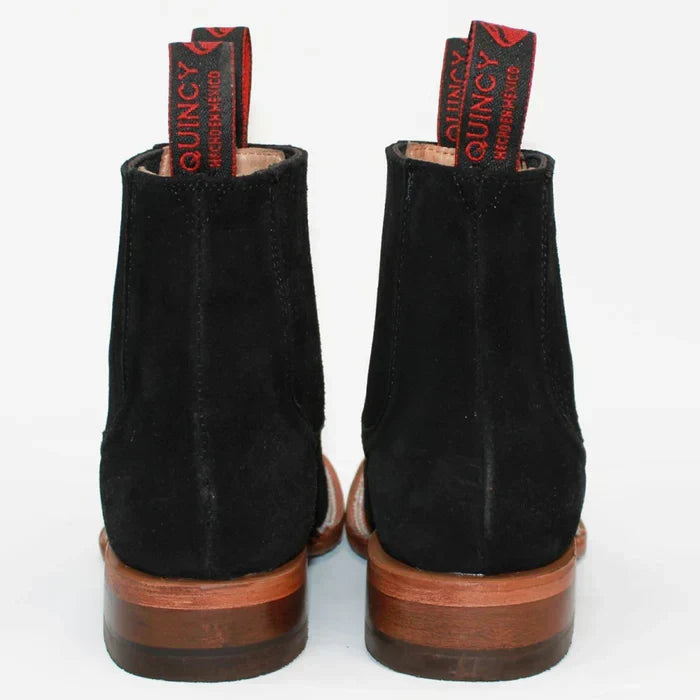 Botines Charros de Gamuza Punta Cuadrada para Joven Color Negro