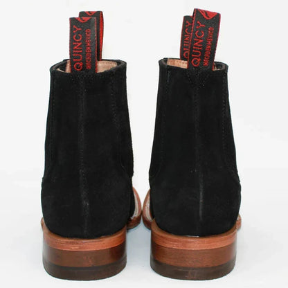 Botines Charros de Gamuza Punta Cuadrada para Joven Color Negro
