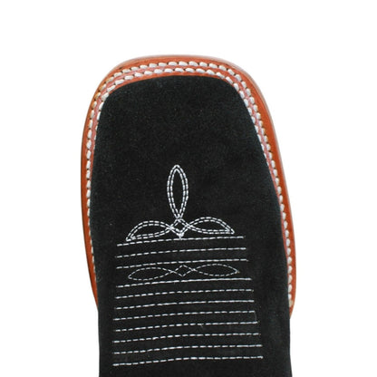 Botines Charros de Gamuza Punta Cuadrada para Mujer Color Negro Q82BJ6305