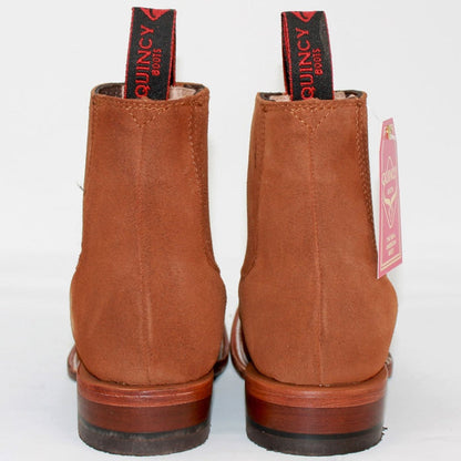 Botines Charros de Gamuza Punta Cuadrada para Mujer Quincy