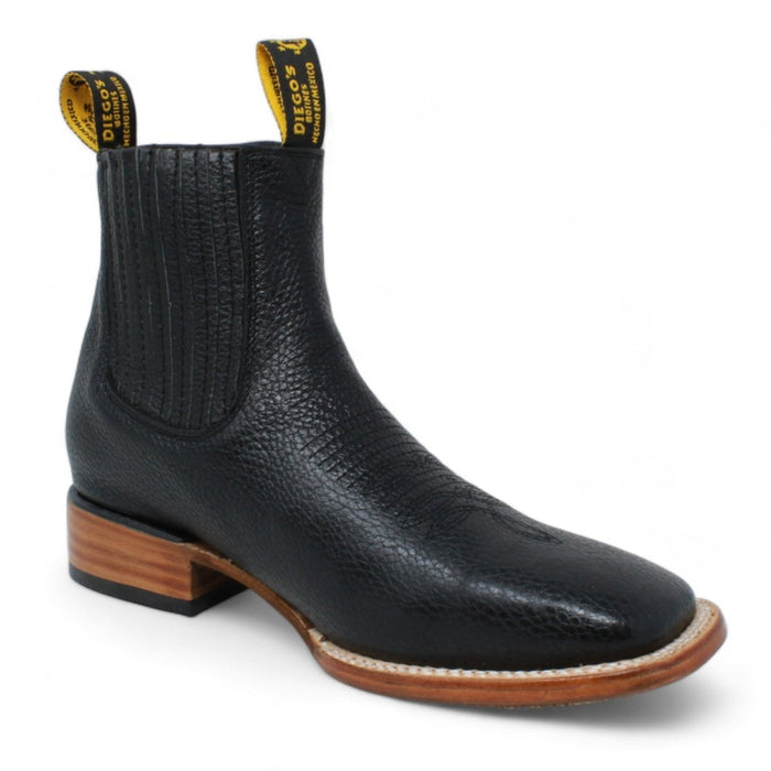 Botines Charros Quincy con Punta Cuadrada Color Negro DIE