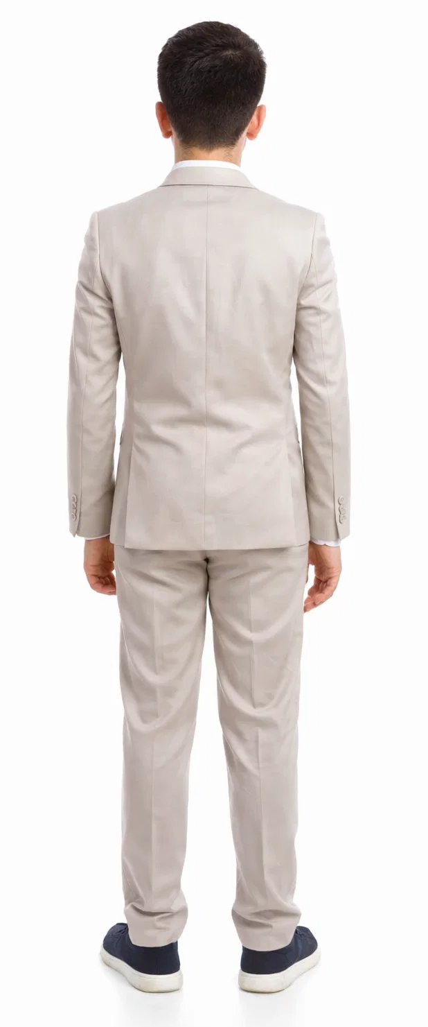 Boys Perry Ellis 2 Button Vested Wedding Suit in Tan