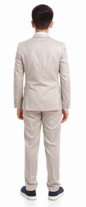 Boys Perry Ellis 2 Button Vested Wedding Suit in Tan