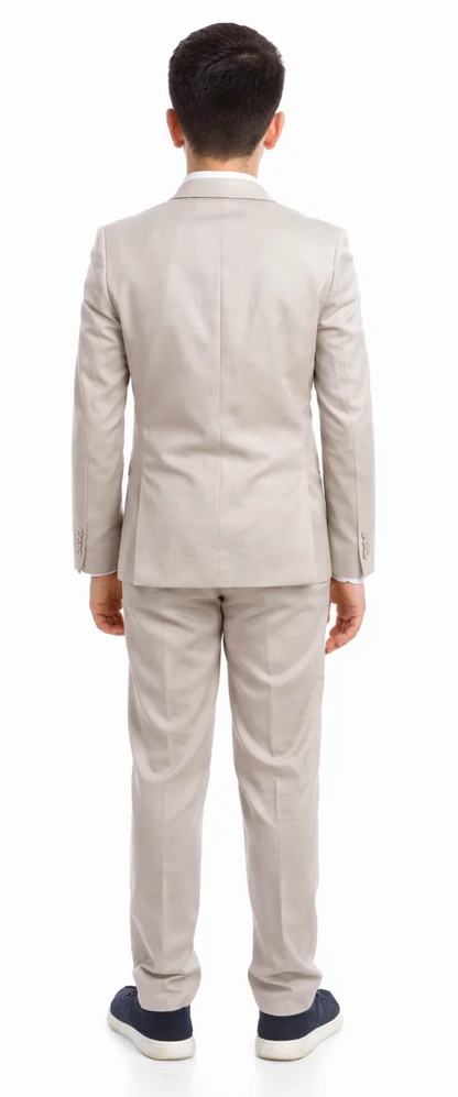 Boys Perry Ellis 2 Button Vested Wedding Suit in Tan