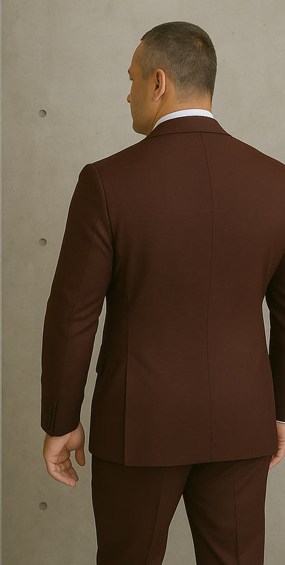Wool Suit - Italian Made Business Suit by Statement Men's 2 Piece 100% Wool Double Breasted Suit - Micro Windowpane