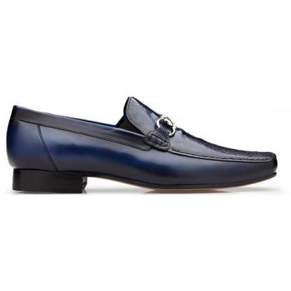 Belvedere Ostrich Leg Belt- Navy