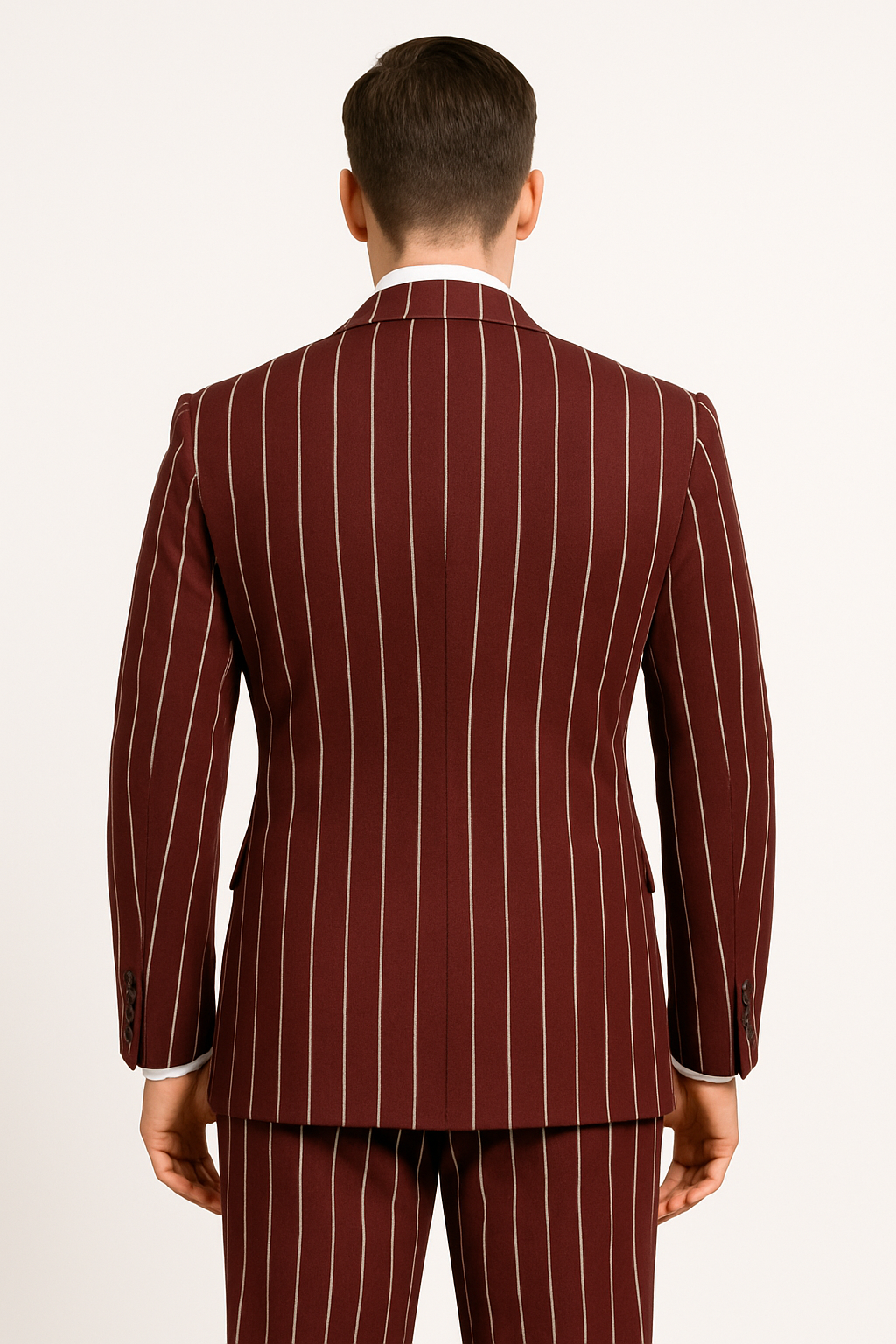 Burgundy Pinstripe Suit - Mens 1920s Gangster Pinstripe Suit - Style Chalk Pinstripe