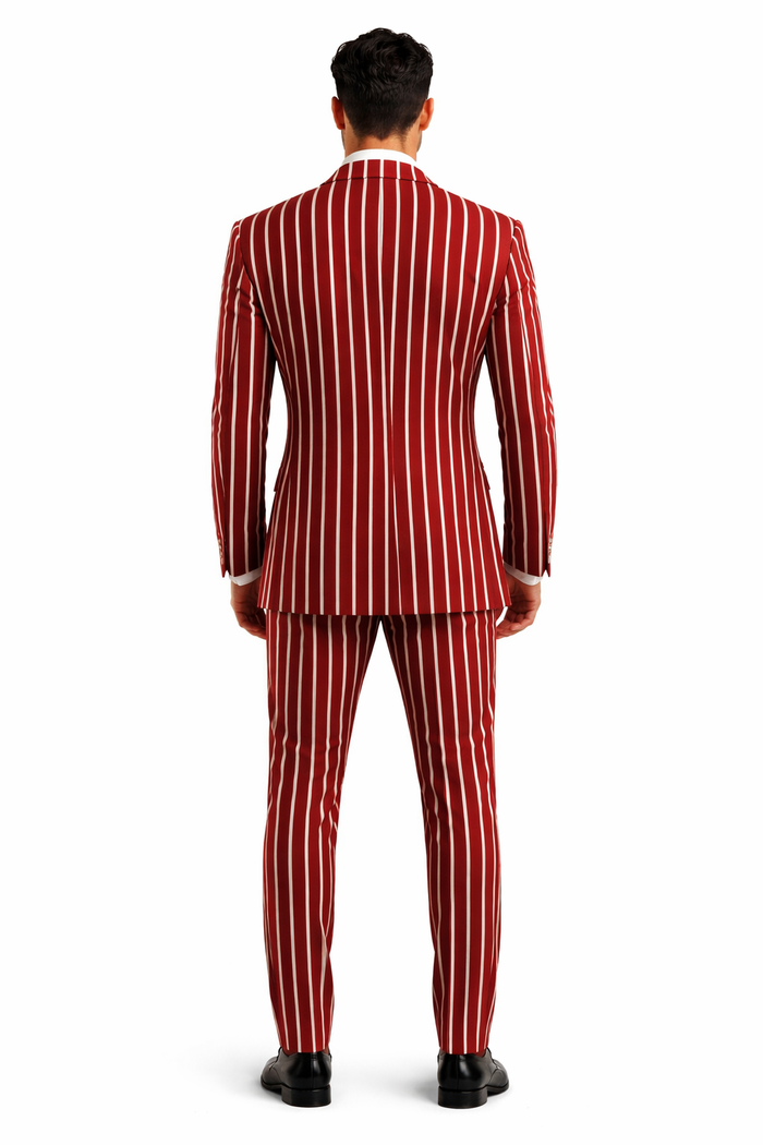 Burgundy Pinstripe Suit Mens 1920s Gangster Pinstripe Suit Chalk Pinstripe