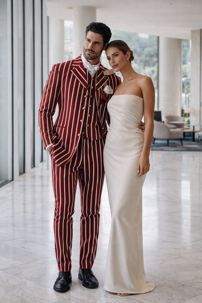 Burgundy Pinstripe Suit Mens 1920s Gangster Pinstripe Suit Chalk Pinstripe