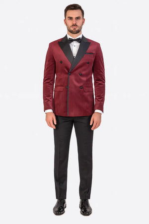 Burgundy Velvet Double Breasted Tuxedo Jacket  Wedding & Prom
