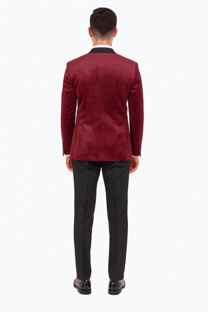 Burgundy Velvet Double Breasted Tuxedo Jacket  Wedding & Prom