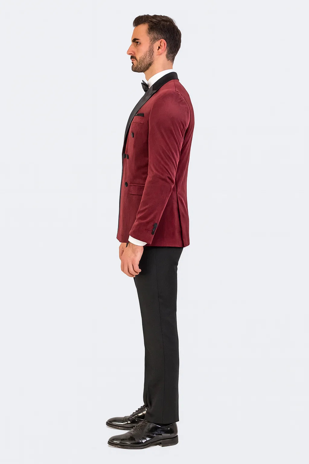 Burgundy Velvet Double Breasted Tuxedo Jacket  Wedding & Prom