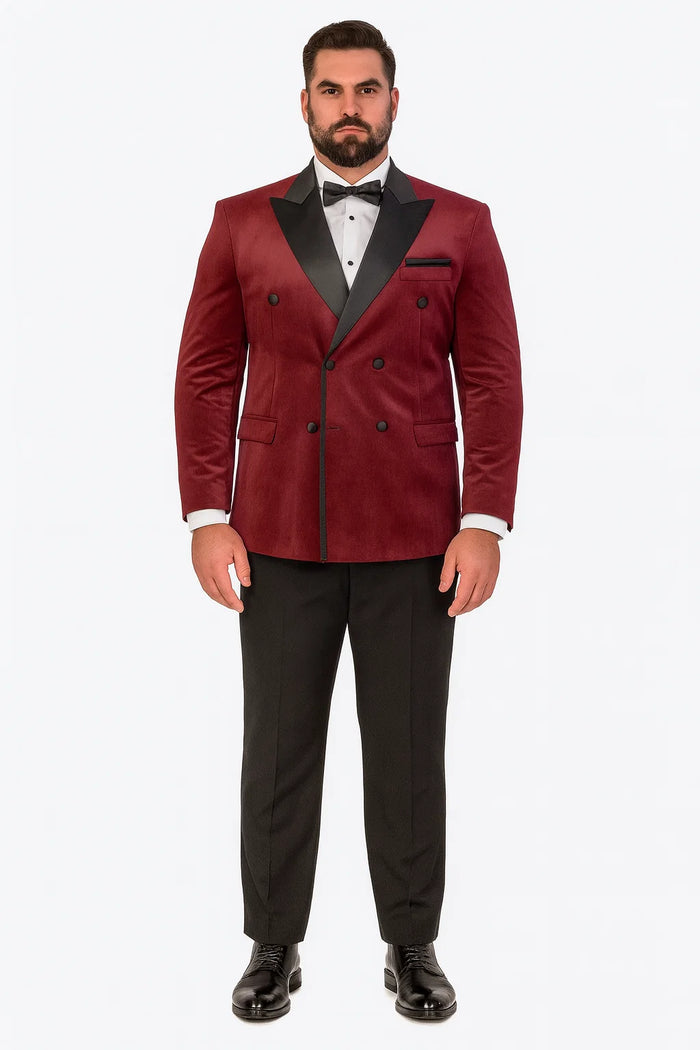 Burgundy Velvet Double Breasted Tuxedo Jacket  Wedding & Prom