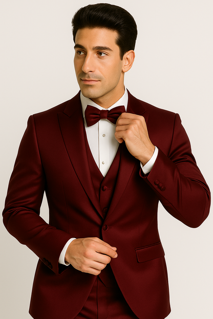 Burgundy  Tuxedo  Set - Wedding - Prom
