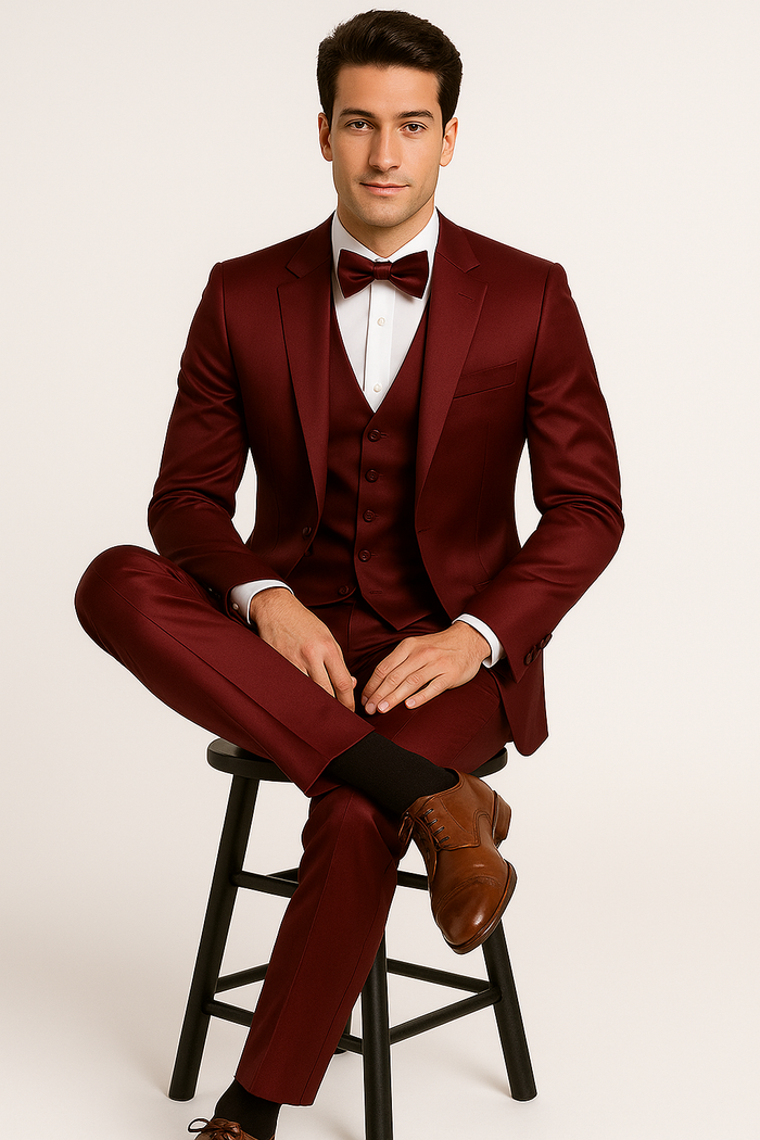Burgundy  Tuxedo  Set - Wedding - Prom