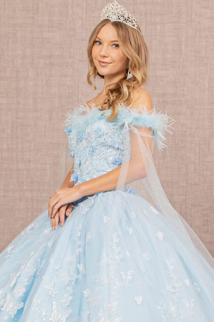 Butterfly Print Off Shoulder Gown by Elizabeth KGL3166