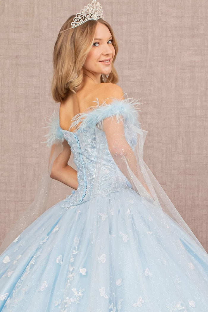 Butterfly Print Off Shoulder Gown by Elizabeth KGL3166