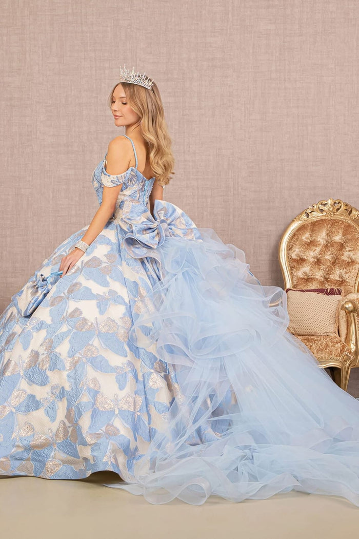 Butterfly Embroidered Quinceanera Dress Cold Shoulder Ball Gown by Elizabeth KGL3174