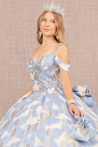 Butterfly Print Ruffled Ball Gown by Elizabeth K GL3174 - Quinceanera Dresses