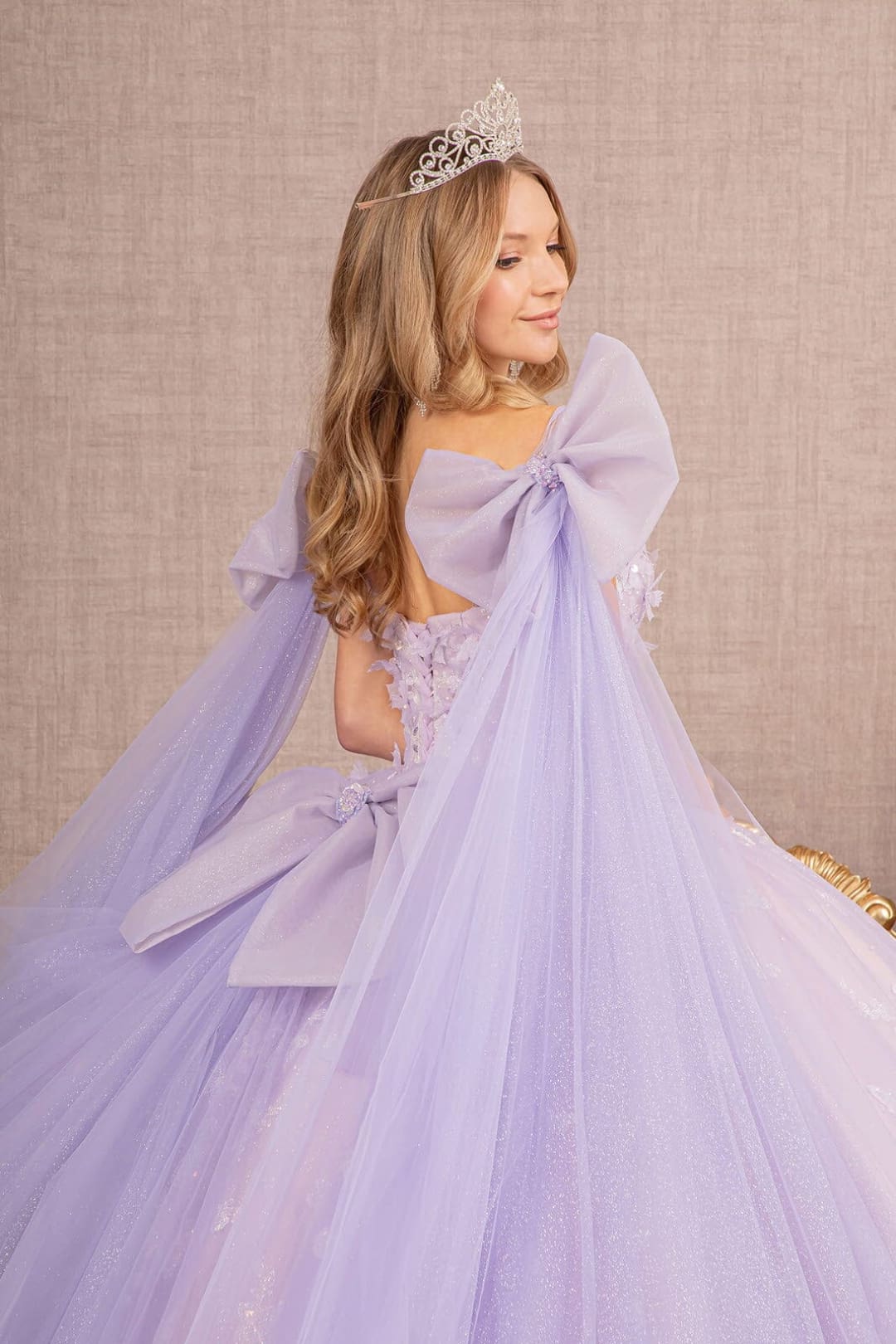 Butterfly Ribbon Sleeve Ball Gown by Elizabeth K GL3175 - Quinceanera Dresses