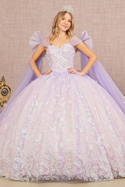 Butterfly Ribbon Sleeve Ball Gown by Elizabeth K GL3175 - XS / Lilac - Quinceanera Dresses