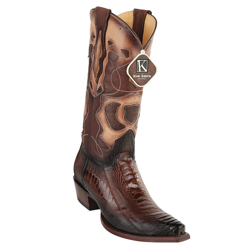 King Exotic Men's Western Ostrich Leg Snip Toe Boots