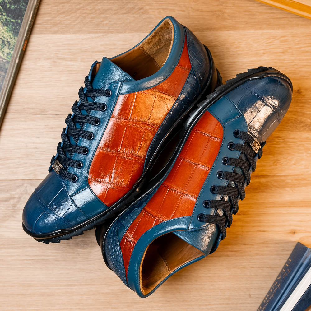 Marco Di Milano Cairo Blue Jeans & Honey Leather Oxfords